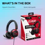 HyperX Cloud Mini Wired Gaming Headset for Kids ; Volume level below 85dB ; Immersive audio ; Durable tuck-away boom microphone ; Lightweight comfort ; Adjustable, rotating earcups ; Multiplatform compatibility | BLACK & RED - Image 9