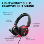 HyperX Cloud Mini Wired Gaming Headset for Kids ; Volume level below 85dB ; Immersive audio ; Durable tuck-away boom microphone ; Lightweight comfort ; Adjustable, rotating earcups ; Multiplatform compatibility | BLACK & RED - Image 2