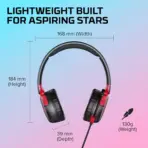 HyperX Cloud Mini Wired Gaming Headset for Kids ; Volume level below 85dB ; Immersive audio ; Durable tuck-away boom microphone ; Lightweight comfort ; Adjustable, rotating earcups ; Multiplatform compatibility | BLACK & RED - Image 8