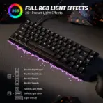 Attack Shark X68HE Black Magnetic Gaming Keyboard – 60% Layout, 0.01mm Rapid Trigger, 8000Hz Polling, Adjustable Hall Switches, RGB, USB-C, PBT Keycaps – Wired - Image 4