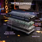 Attack Shark Moonlit Night Magnetic Gaming Keyboard – 60% Layout, 0.01mm Rapid Trigger, 8KHz Polling, Adjustable Hall Switches, RGB, USB-C, PBT Keycaps – Wired - Image 7