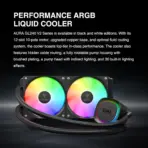 GAMDIAS AURA GL240 V2 ARGB AIO CPU Liquid Cooler , 240mm Radiator, 2 x 120mm PWM Fans, Cooling System w/ Hidden Cable Design, Rotatable Mirror Style ARGB Pump for Intel/AMD Ryzen - BLACK AURA-GL240-V2-B - Image 2