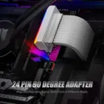 AsiaHorse 24 Pin 90° ATX Adapter with ARGB Lighting | Easy Cable Management, 5V 3-Pin Sync, 6 Addressable LEDs, Universal ATX Compatibility - White - Image 2