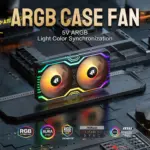 ASIAHORSE FS Matrix ARGB 240mm Fan Kit – 2x120mm PWM Fans, 48 Addressable LEDs, 800-1800 RPM, 66.5CFM Airflow, Low Noise, Aura Sync, High Cooling Performance, Black