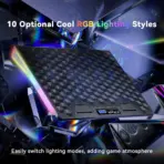 Laptop RGB Cooling Pad, Laptop Cooler, 2 USB Ports, Digital LED Display , Laptop Cooling Pad Stand with 1 Quiet Fan, Adjustable Hight ,  Suitable for 12-17.3 Inch Laptops, Black - Image 6