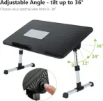 Laptop Desk Adjustable Foldable Laptop Stand | TILT | HIGHT ADJUSTABLE | ONE FAN | SILICON WRIST REST | FOR LAPTOPS UP TO 17 INCH | LAPTOP BED TABLE | BLACK  - Image 4