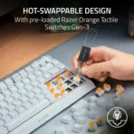 Razer BlackWidow V4 75% Mechanical Gaming Keyboard: Hot Swappable Design - Compact & Durable - Orange Tactile Switches - Chroma RGB - Roller & Media Keys - Wrist Rest - Snap Tap | White - Image 4