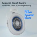 FIFINE H8 Professional Wired Studio Monitor Headphones White – 50mm Drivers, 20Hz-20kHz, Passive Noise Canceling, Detachable Cables, Comfortable Over-Ear Design - Image 3
