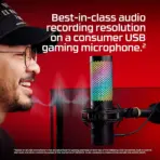 HyperX QuadCast 2 S USB Microphone with 32-bit/192kHz Audio, 100+ Customizable aRGB LEDs, Tap-to-Mute Sensor, Multifunction Knob, Detachable Shock Mount & Four Polar Patterns for Streamers | BLACK - Image 2
