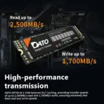 DATO DP700 512GB NVMe SSD | PCIe Gen3x4 | 2500MB/s Read, 1700MB/s Write | M.2 2280 | Low Power, High Speed | Laptop & Desktop Compatible | Black - Image 5