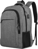 Grey Laptop Backpack Fits 15.6" Notebook - USB Charging Port - Water Resistant -  STORAGE SPACE & Organized POCKETS - For Travel College School