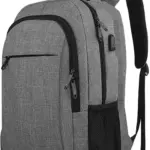 Grey Laptop Backpack Fits 15.6" Notebook - USB Charging Port - Water Resistant -  STORAGE SPACE & Organized POCKETS - For Travel College School