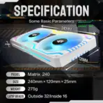 ASIAHORSE FS Matrix ARGB 240mm Fan Kit – 2x120mm PWM Fans, 48 Addressable LEDs, 800-1800 RPM, 66.5CFM Airflow, Low Noise, Aura Sync, High Cooling Performance, White - Image 6