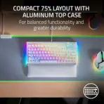 Razer BlackWidow V4 75% Mechanical Gaming Keyboard: Hot Swappable Design - Compact & Durable - Orange Tactile Switches - Chroma RGB - Roller & Media Keys - Wrist Rest - Snap Tap | White - Image 6