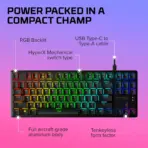 HyperX Alloy Origins Core - Tenkeyless Mechanical Gaming Keyboard, Software Controlled Light & Macro Customization, Compact Form Factor, RGB LED Backlit, Linear HyperX Red Switch | BLACK - Image 7