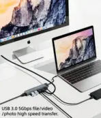 USB C HUB, 6-in-1 USB C Adapter Docking Station with 4K 30HZ 1080P HDMI,100W PD,USB3.0 * 3,RJ45 Ethernet,Compatible with MacBook Pro/Air, Other Type C Laptops Devices. - Image 6