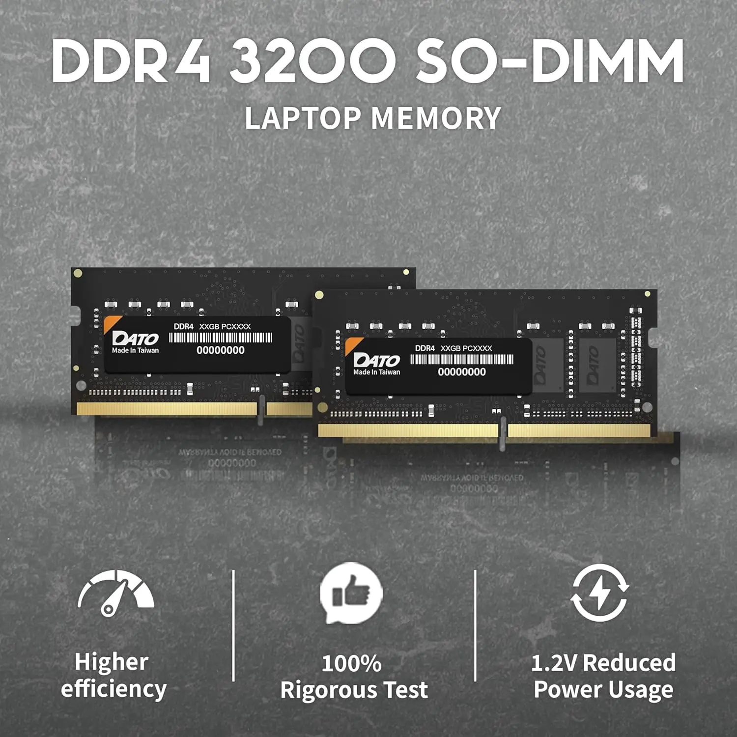 81hvAcXoAGL._AC_SL1500_.webp DATO 16GB DDR4 3200MHz Laptop RAM | CL22 | 1.2V Low Voltage | SODIMM | DT16G4DS32 | Compatible with 2666/2400/2133MHz - Image 1