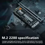 DATO DP700 512GB NVMe SSD | PCIe Gen3x4 | 2500MB/s Read, 1700MB/s Write | M.2 2280 | Low Power, High Speed | Laptop & Desktop Compatible | Black - Image 4