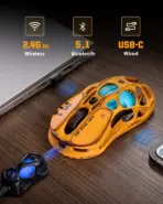 GRAVASTAR Mercury X Pro 8K Wireless Worn Edition-Yellow Gaming  Mouse with X Pro 8000Hz RGB Dongle – Lightweight 49g, PAW 3950 32K DPI, Tri-Mode Connectivity, RGB, Magnesium Alloy Skeleton | Battle Worn-Yellow  - Image 3
