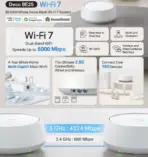 TP-Link Deco BE3600 Mesh WiFi 7 Router | Dual-Band 3600 Mbps | 2× 2.5 Gbps Ports | AI-Driven Roaming | HomeShield Security | Works with Alexa & Google Home