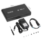 3.5" HDD Enclosure, USB3.0 To SATA External Hard Drive Aluminum Alloy Enclosure Adapter - 5GBps Transfer Rate - Tool Free - JMS578 bridge controller Chip - BLACK - Image 6