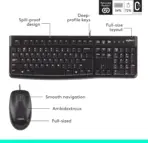 Logitech MK120 Corded Keyboard And Mouse Combo, Full-Size Keyboard With Number Pad, Spill-Resistant Design, Ambidextrous Mouse, 1000 DPI Optical Tracking, USB Plug-And-Play, Compatible With Windows 7/8/10 Or Later – Graphite Grey - Image 6