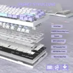 ATTACK SHARK X820 Ultra 75% Tri-Mode Gasket Mechanical Keyboard With Smart TFT Display, Metal Knob, Hot-Swappable Linear "GIFT" Switches, 4000mAh Battery, And RGB Backlight | Star White - Image 8