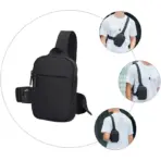 EZ EXP028 Sling Bag – Waterproof Oxford Nylon Crossbody with USB Port, Anti-Theft Design & Multi-Compartment Storage | Black