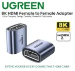 UGREEN 8K HDMI Female To Female Extender Adapter –  HDMI 2.1, 8K@60Hz, HDR10+, 3D Support, Up To 10m Extension, Space Gray Aluminum Alloy Build | HD159 90592 