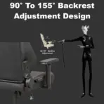 APEX SEAT SLENDERMAN Gaming Chair With PU Leather + Velvet + Suede Upholstery ,  90–155°  Recline , 2D Armrests,  Class 4 Gas Lift, Metal Frame , Memory Foam  , Backrest Cushion & Magnetic Headrest Included | SLEEK BLACK ~ AP-2155 - Image 5