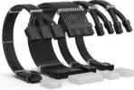 ASIAHORSE 16AWG PCIe 5.0 4KIT to 3-End 180° GPU Extension Cable – 300mm, Alloy Copper Gold-Plated Terminals, Compatible with RTX 3090Ti, 40 & 50 Series (Black)