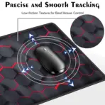 NCTS Large Size (440mm x  350mm x 4mm) Hexagonal Print , Precision Type Gaming Mouse Pad with Stitched Embroidery Edge, Premium-Textured Mouse Mat with Thick Non-Slip Rubber Base , Red &  Black - Image 4