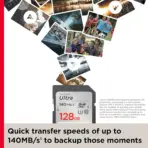 SanDisk 128GB Ultra SDXC UHS-I Memory Card - Up to 140MB/s, C10, U1, Full HD, SD Card - Image 2