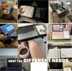 Laptop Stand D1-S 14”-17” | Adjustable Height & Angle | MDF + Aluminum Foldable Table with Wrist Pad – Black (52x30cm) - Image 5