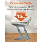 Ergonomic Laptop Stand for Desk - Stable Metal Stand , Extended Adjustable Hight | Standing Desk Laptop Riser | Tilt Angle Adjustable | Silver - Image 2