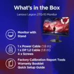 Lenovo Legion 27Q-10 27-inch IPS QHD 240Hz Gaming Monitor , 0.5ms MPRT, FreeSync Premium, G-SYNC Compatible, 99% sRGB , HDR10 Compliance , Tilt - Swivel - Height Adjustable | 68C6GAC4EU - Image 9