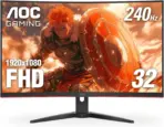 AOC 31.5-Inch Curved Gaming Monitor, FHD VA, 240Hz, 0.5ms MPRT, FreeSync Premium, 1500R, HDMI, DisplayPort, VGA, VESA | REFURB / 1 MONTH WARRANTY ~ C32G2ZE/BK  - Image 2