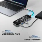 TransHub-Pro 11-in-1 Transparent Ultra-Fast Multiport USB-C Hub with 100W Power Delivery - ( USB-C 100W , 4K HDMI , 4K Display Port , Ethernet , 5V USB-A 3.0 , 5V USB-A 2.0 , USB-C Data , SD/TF , AUX Port ) - Image 5