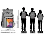 Grey Laptop Backpack Fits 15.6" Notebook - USB Charging Port - Water Resistant -  STORAGE SPACE & Organized POCKETS - For Travel College School - Image 3