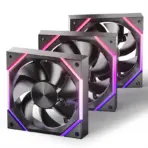 ASIAHORSE NYOTA ARGB 120mm Fan 3-Pack Forward Black – PWM 800–2000RPM, 61.5 CFM Airflow, <29dBA Noise, Hydraulic Bearing, ARGB Sync, High-Performance Cooling - Image 2