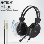 A4TECH HS-30 ComfortFit Stereo Headset With 40mm Drivers, Dual 3.5mm Audio And Microphone Jacks, Omnidirectional Noise-Cancelling Mic, Adjustable Headband, And On-Headset Volume Control