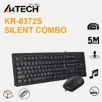 A4Tech Silent Wired Keyboard & Mouse Combo ;  12 Multimedia FN Hot Keys , Optical Sensor 1000DPI ; USB Wired Connectivity 150 cm Cable ; 8 Gestures Hotkey Commands ; Drain Holes | BLACK KR-8372S
