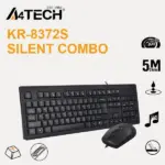 A4Tech Silent Wired Keyboard & Mouse Combo ;  12 Multimedia FN Hot Keys , Optical Sensor 1000DPI ; USB Wired Connectivity 150 cm Cable ; 8 Gestures Hotkey Commands ; Drain Holes | BLACK KR-8372S