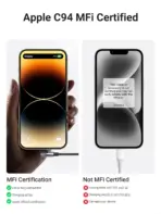 UGREEN USB-C To 90° Angled Lightning Cable 2 meters, MFi Certified, 60W PD Fast Charge, 480Mbps Data, Apple C94 Chip, Nylon Braided Aluminum Shell | US305 60765 - Image 3