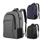 Grey Laptop Backpack Fits 15.6" Notebook - USB Charging Port - Water Resistant -  STORAGE SPACE & Organized POCKETS - For Travel College School - Image 7