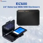 ADATA EC600 2.5 Inch USB 3.2 Gen2 10Gbps External HDD SSD Enclosure, Tool-Free, SATA, 7mm 9.5mm HDD & SSD Compatibility, Safety Lock, USB 2.0 Compatible | BLACK