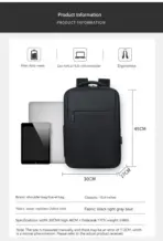Business Slim Formal Laptop Backpack for up to 15.6 Inch - Durable Oxford Textile - USB Charging Port - Organized Compartments - Waterproof - Heavily Padded for Sensitive Electronics Impact Protection - BLACK - Image 2