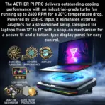 GAMDIAS AETHER P1 PRO Laptop Cooling Pad With 2600RPM Turbo Fan, 45.3 CFM Airflow, USB Type-C Power, LCD Control Panel, 6 RGB Modes, 3 Height Levels, 12–19 Inch Support | BLACK  - Image 2