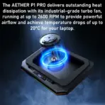 GAMDIAS AETHER P1 PRO Laptop Cooling Pad With 2600RPM Turbo Fan, 45.3 CFM Airflow, USB Type-C Power, LCD Control Panel, 6 RGB Modes, 3 Height Levels, 12–19 Inch Support | BLACK  - Image 3