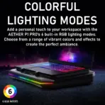 GAMDIAS AETHER P1 PRO Laptop Cooling Pad With 2600RPM Turbo Fan, 45.3 CFM Airflow, USB Type-C Power, LCD Control Panel, 6 RGB Modes, 3 Height Levels, 12–19 Inch Support | BLACK  - Image 8